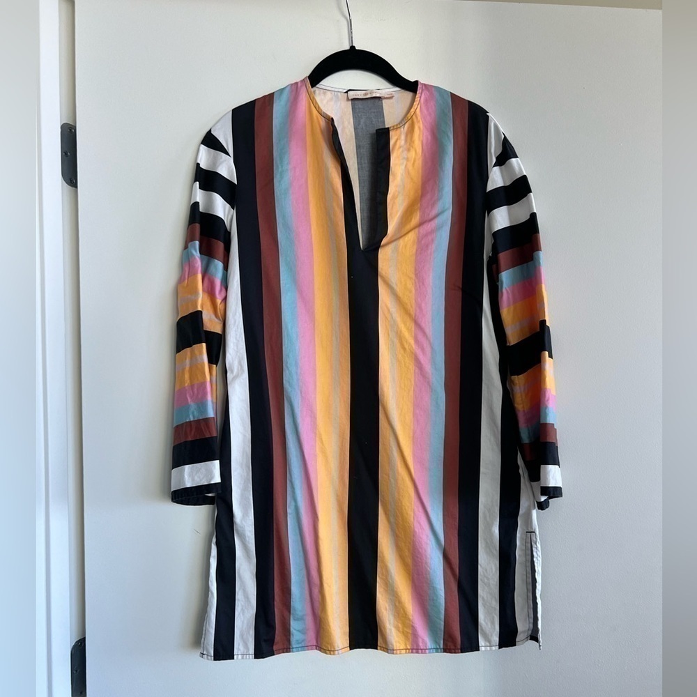 Tory Burch Striped V Neck Beach Tunic - Picture 6 of 7